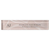 Blush roze zilver marmer elegante boutique manager naambordje (Voorkant)