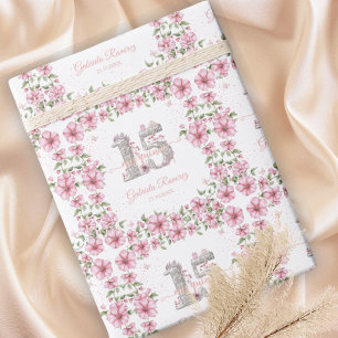 Blush Roze Zilver Mis Quince Quinceañera  Cadeaupapier