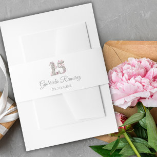 Blush Roze Zilver Mis Quince Quinceañera Uitnodigingen Wikkel