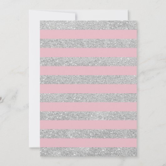 Blush Roze Zilver Quinceanera Kaart (Achterkant)