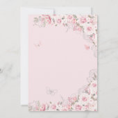Blush Roze Zilver Roos Vlinder Flora Quinceanera Kaart (Achterkant)