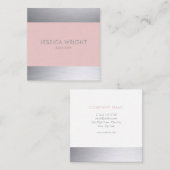 Blush Roze Zilver Shimmer Classic Professional Vierkante Visitekaartje (Voorkant / Achterkant)