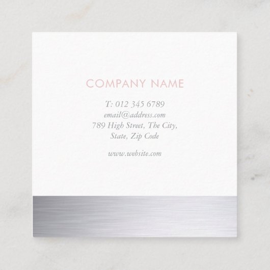 Blush Roze Zilver Shimmer Classic Professional Vierkante Visitekaartje (Achterkant)