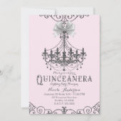 Blush Roze Zilver Wit Boog Quinceañera 15 15e Kaart (Voorkant)