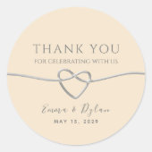 Blush roze zilveren bruiloft dank u ronde sticker (Voorkant)