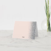 Blush roze zilveren glitter bruiloft dank u kaart (Achterkant)