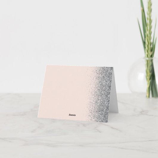 Blush roze zilveren glitter bruiloft dank u kaart (Achterkant)