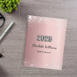 Blush roze zilveren sparkles 2025 planner<br><div class="desc">Een blozend roze gradiëntachtergrond versierd met faux zilveren sprankelingen Personaliseren en een naam toevoegen. De naam is in het grijs geschreven met een modern handschrift. Perfect voor school,  werk of het organiseren van je persoonlijke / gezinsleven.</div>