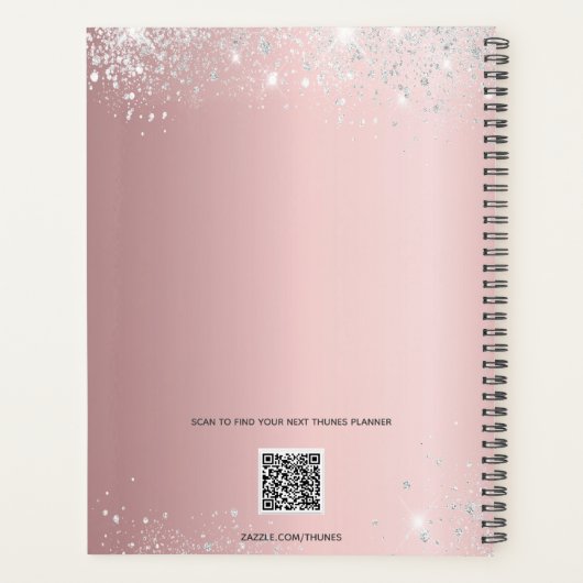 Blush roze zilveren sparkles 2025 planner (Achterkant)