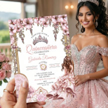 Blush Roze Zilveren Tiara Bloemige Quinceañera