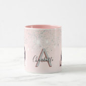 Blush roze zilverglitter fotomonogram mok (Midden)