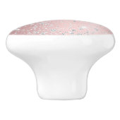 Blush roze zilverglitter monogram roze stof keramische knop (Zijkant)