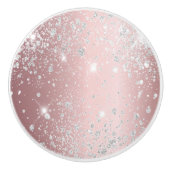 Blush roze zilverglitter sparkles girale elegant keramische knop (Voorkant)