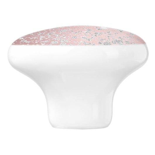Blush roze zilverglitter sparkles girale elegant keramische knop (Zijkant)