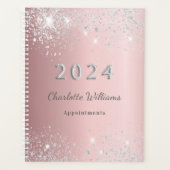 Blush roze zilverglitterstofmonogram 2023 planner (Voorkant)