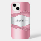 Blush roze zilverkleurige gekleurde marmer Case-Mate iPhone case (Achterkant)