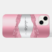 Blush roze zilverkleurige gekleurde marmer Case-Mate iPhone case (Achterkant (horizontaal))