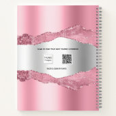 Blush roze zilverkleurige gekleurde marmer notitieboek (Achterkant)