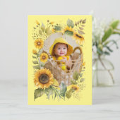 Blush roze zon bloem 1e verjaardag foto kaart (Staand voorkant)