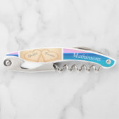 Blush Roze Zonsondergang Harten in het Zandstrand  Kurkentrekker (Voorkant)