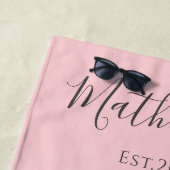 Blush Roze Zonsondergang Strand Bruiloft 2 Hart Strandlaken (In situ)