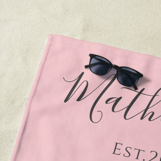 Blush Roze Zonsondergang Strand Bruiloft 2 Hart Strandlaken (In situ)