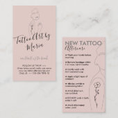 Blush Roze Zorg voor nieuwe Tattoos nazorg Visitekaartje (Voorkant / Achterkant)