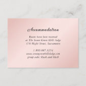 Blush Roze Zwart Bruiloft Details Accommodatie Informatiekaartje (Voorkant)