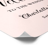 Blush Roze Zwart Bruiloft Receptie Welkomstbord Poster (Hoek)