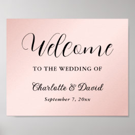 Blush Roze Zwart Bruiloft Receptie Welkomstbord Poster