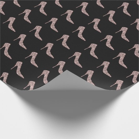 Blush Roze Zwart Diamant Hoge Hak Schoen Bruiloft Cadeaupapier (Hoek)