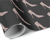 Blush Roze Zwart Diamant Hoge Hak Schoen Bruiloft Cadeaupapier (Rol Hoek)