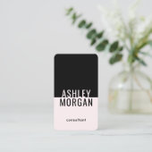 Blush roze zwart, eenvoudig, modern, verticaal visitekaartje (Staand voorkant)