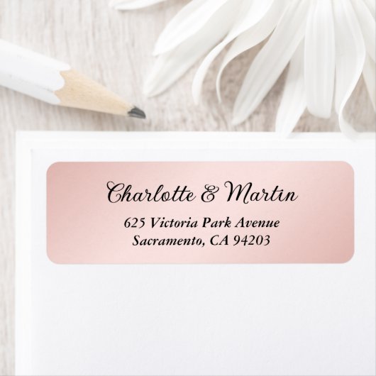 Blush Roze Zwart Elegant Bruiloft Retouradres Etiket (Insitu)