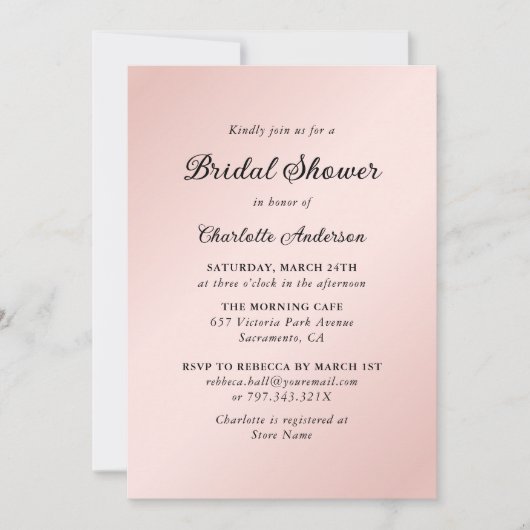 Blush Roze Zwart Elegant Minimalistisch Vrijgezell Kaart (Voorkant)