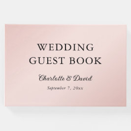 Blush Roze Zwart Elegant Minimalistische Bruiloft Gastenboek