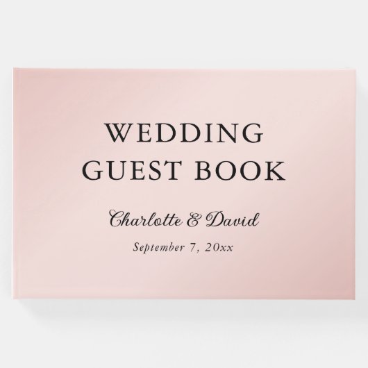 Blush Roze Zwart Elegant Minimalistische Bruiloft Gastenboek (Voorkant)