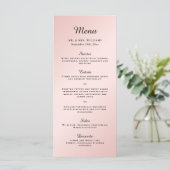 Blush Roze Zwart Elegant Modern Bruiloft Menu (Staand voorkant)
