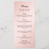 Blush Roze Zwart Elegant Modern Bruiloft Menu (Voorkant)