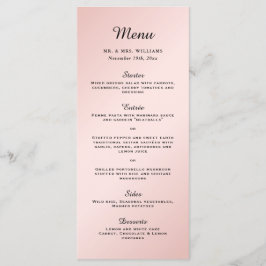 Blush Roze Zwart Elegant Modern Bruiloft Menu