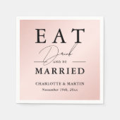 Blush Roze Zwart Elegant Modern Bruiloft Servet (Voorkant)