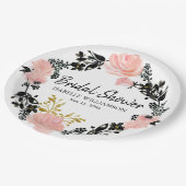 Blush Roze, Zwart en Goud Bloemen Vrijgezellenfees Papieren Bordje (Gekanteld)