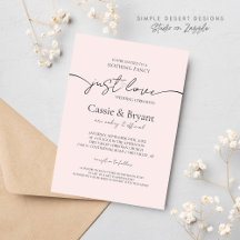 Blush Roze & Zwart Gewoon Liefde Modern Script Wed