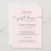 Blush Roze & Zwart Gewoon Liefde Modern Script Wed Kaart (Voorkant)
