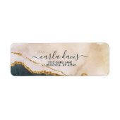 Blush roze zwart Gold Marble Business Address Etiket (Voorkant)