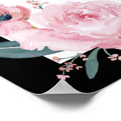 Blush Roze Zwart Goud Bloemen Huwelijk Welkom Teke Poster (Hoek)