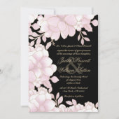 Blush roze zwart gouden folie elegante bloemenbrui kaart (Voorkant)