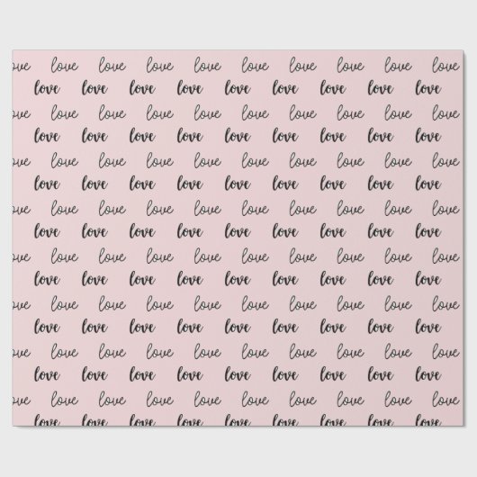 Blush roze zwart liefde cadeaupapier (Vlak)