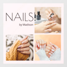 Blush Roze Zwart Minimaal Logo Foto Nagel Salon