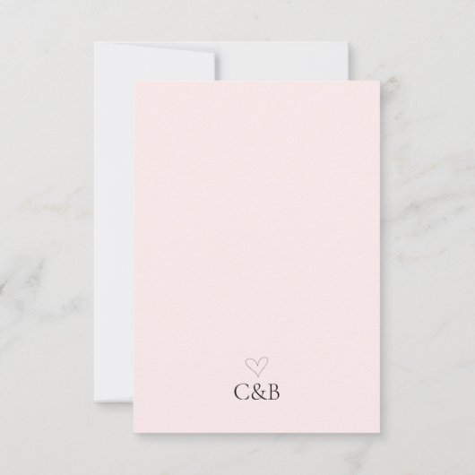 Blush Roze & Zwart Modern Script Save the Date (Achterkant)